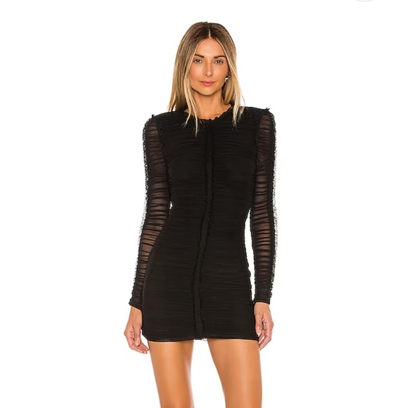 Las Olas Long Sleeve Mini Dress in Black by NBD - Picture 1 of 3